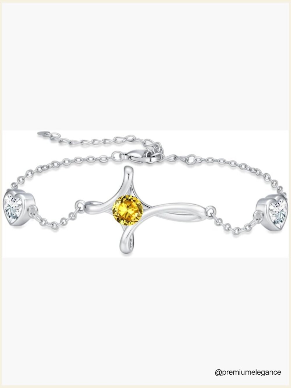 14K White Gold Celtic Cross Birthstone Bracelet for Women Gift